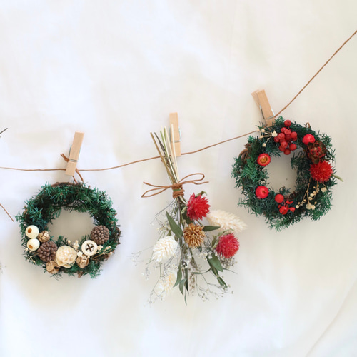 クリスマスガーランド《プリザーブドフラワー・ドライフラワーのミニ