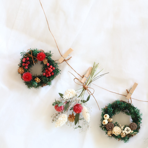クリスマスガーランド《プリザーブドフラワー・ドライフラワーのミニ