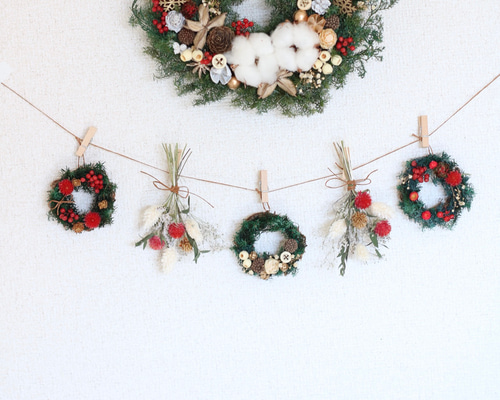 クリスマスガーランド《プリザーブドフラワー・ドライフラワーのミニ