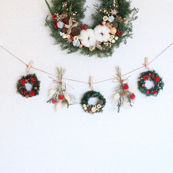 クリスマスガーランド《プリザーブドフラワー・ドライフラワーのミニ