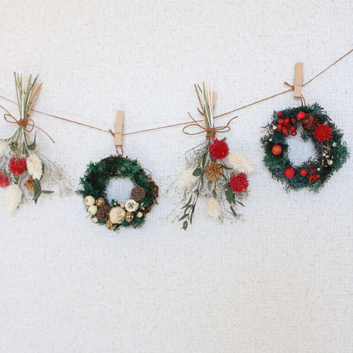 新品未使用☆リース☆フラワーガーランド クリスマスガーランド《プリザーブドフラワー・ドライフラワーのミニ