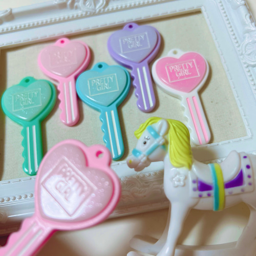 ヒムカ　メッセージカード＆パステルキーホルダーセット パステルカラー ハート 鍵チャーム 5個セット デコパーツ