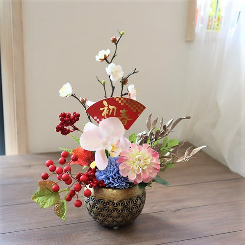 新春2023 フラワーアレンジメント 玄関 贈り物 正月 直送 初春 299