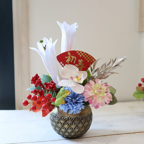 新春2023 フラワーアレンジメント 玄関 贈り物 正月 直送 初春 299