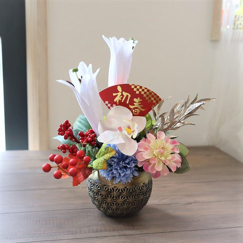 新春2023 フラワーアレンジメント 玄関 贈り物 正月 直送 初春 299