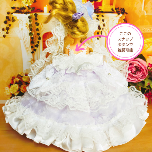 リカちゃん ドール服 人形服 ドールドレス ラベンダー 薄紫色 パープル