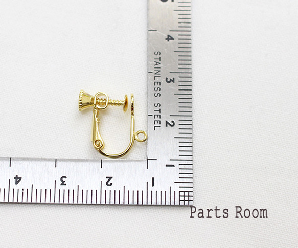 [10 件] [高品質] 帶戒指的粘貼式耳環配件 5 毫米 [金色] -mt-3803 第3張的照片