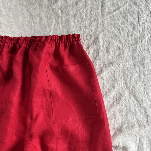 リネンのもんぺ レッド ロングパンツ nuuMonpe 通販 14878974｜Creema