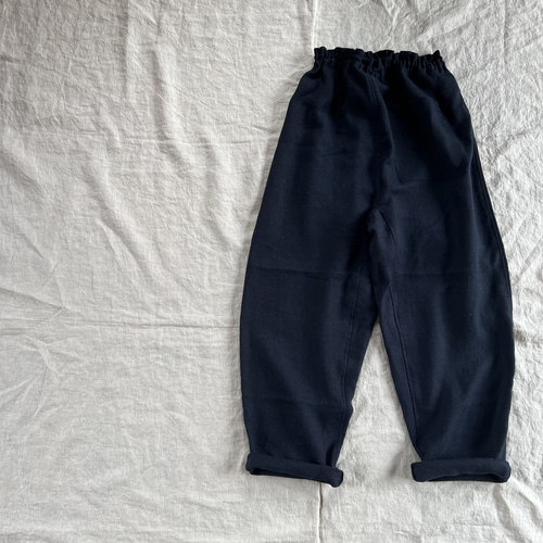 リネンのもんぺ　ダークネイビー 5の付く日SALE】【メール便送料無料】ロングパンツ レディース