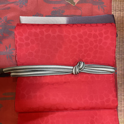 ブラックポインセチア　オリジナルリバーシブル京袋帯と着物のセット❣️腰紐or仮紐付き 16枚目の画像