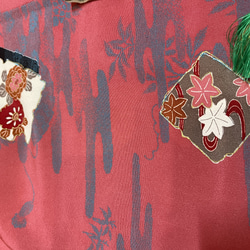 ブラックポインセチア　オリジナルリバーシブル京袋帯と着物のセット❣️腰紐or仮紐付き 8枚目の画像