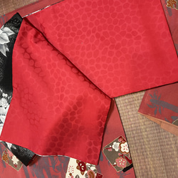ブラックポインセチア　オリジナルリバーシブル京袋帯と着物のセット❣️腰紐or仮紐付き 11枚目の画像