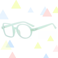 □-○ 丸四角の非対称フレーム｜ミルキーグリーン｜老眼鏡、だてメガネ、近視用として作成できます 2枚目の画像