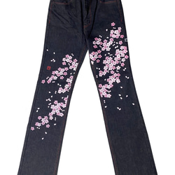 【新品✨️】京都デニム 和柄 花 友禅染 日本製 ブラック 28サイズ ストレッチ 新品✨️】京都デニム 和柄 花 友禅染 日本製 ブラック 28サイズ