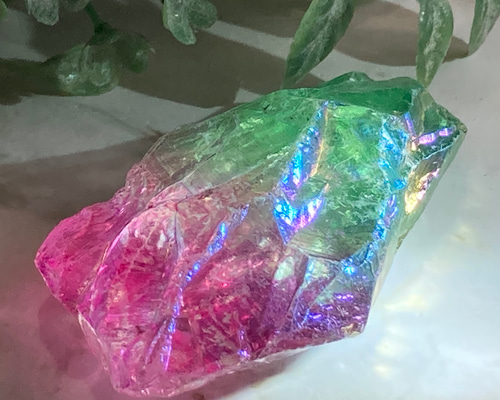 七色の夢໒꒱✨　オレンジ　オーラ　水晶　ラフストーン　原石　クラスター 七色の夢໒꒱✨ オレンジ オーラ 水晶 ラフストーン 原石