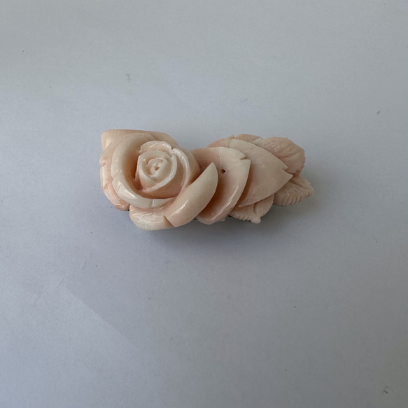 訳あり特価品⭐️珊瑚彫り帯留『ピンクの薔薇』R41028H2 7枚目の画像