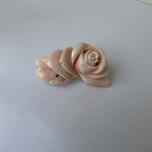 訳あり特価品⭐️珊瑚彫り帯留『ピンクの薔薇』R41028H2 4枚目の画像