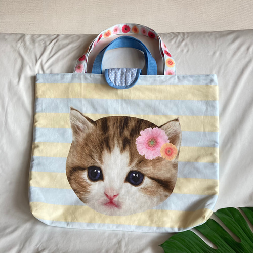 大きい猫ちゃんの大きいバッグP☆ベロつきショルダーレッスンバッグ  