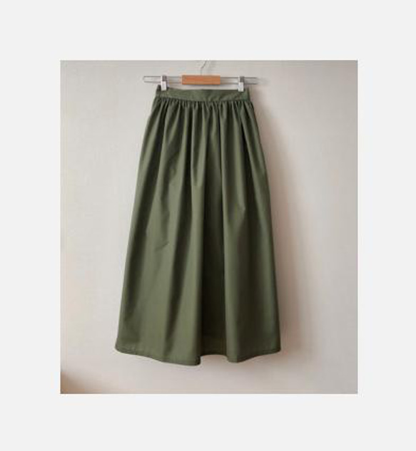 【サイズオーダー】カーキグリーンのギャザースカート 1枚目の画像
