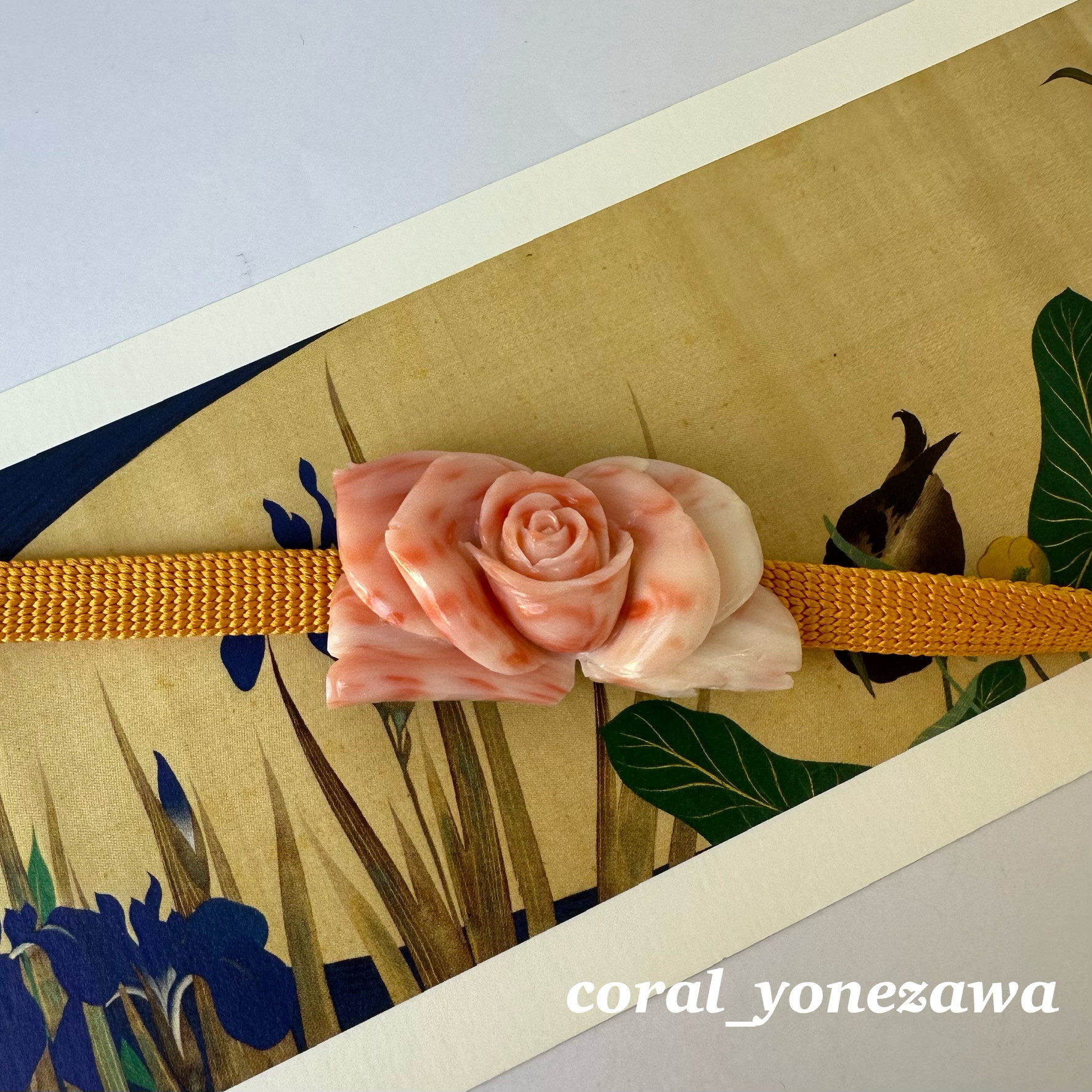 訳あり特価品⭐️珊瑚彫り帯留『薔薇』R41028Y1 帯留め 宝石珊瑚