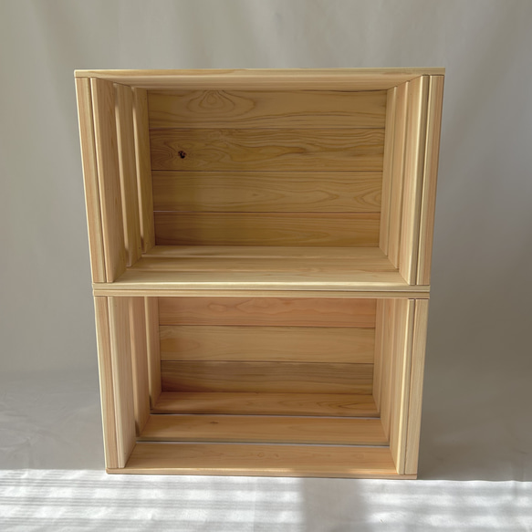 【送料無料】2個セット　国産ひのき　ウッドボックス〈大〉 2枚目の画像