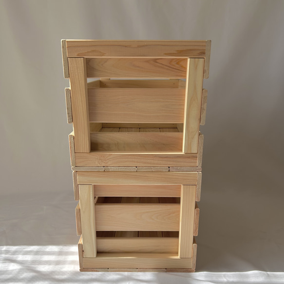 【送料無料】2個セット　国産ひのき　ウッドボックス〈大〉 3枚目の画像