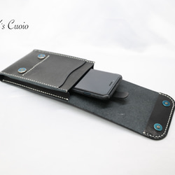 ヌメ革　ベルト通し型スマホケース縦型（ブラック色）【送料無料】 8枚目の画像