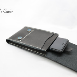 ヌメ革　ベルト通し型スマホケース縦型（ブラック色）【送料無料】 12枚目の画像