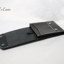 ヌメ革　ベルト通し型スマホケース縦型（ブラック色）【送料無料】 4枚目の画像