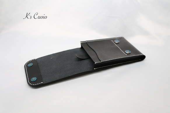 ヌメ革　ベルト通し型スマホケース縦型（ブラック色）【送料無料】 4枚目の画像