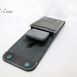 ヌメ革　ベルト通し型スマホケース縦型（ブラック色）【送料無料】 10枚目の画像