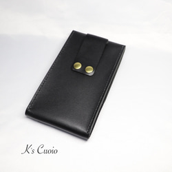 ヌメ革　ベルト通し型スマホケース縦型（ブラック色）【送料無料】 14枚目の画像