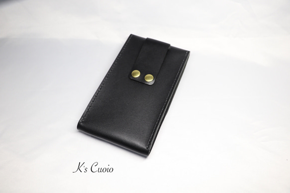 ヌメ革　ベルト通し型スマホケース縦型（ブラック色）【送料無料】 14枚目の画像