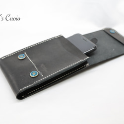 ヌメ革　ベルト通し型スマホケース縦型（ブラック色）【送料無料】 9枚目の画像
