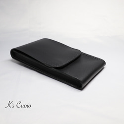 ヌメ革　ベルト通し型スマホケース縦型（ブラック色）【送料無料】 15枚目の画像