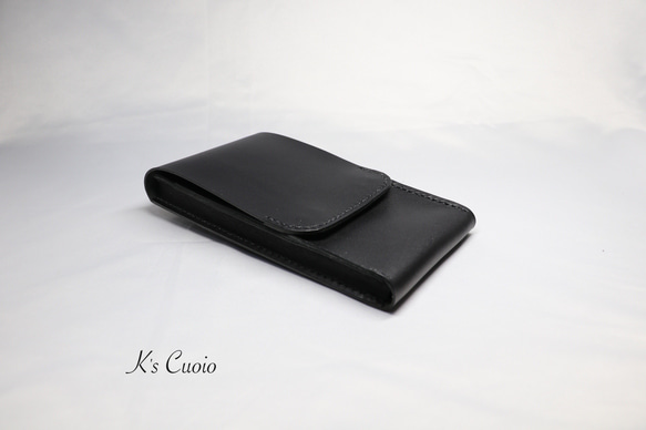 ヌメ革　ベルト通し型スマホケース縦型（ブラック色）【送料無料】 15枚目の画像