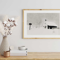 アートポスター、モノトーン、冬の風景画、雪景色、シンプル、北欧、モダン、さまざまなインテリアスタイルに【M-0266】 5枚目の画像