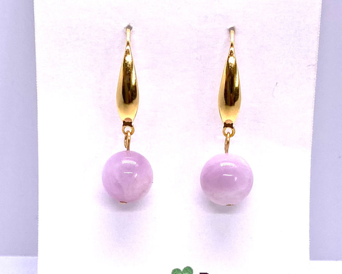 天然石/クンツァイト/ピアス/イヤリング/9月誕生石/薄紫/アレルギー  