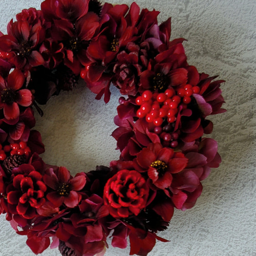 再販』ボルドーのクリスマスリース『Creema限定』～約20cm～ リース