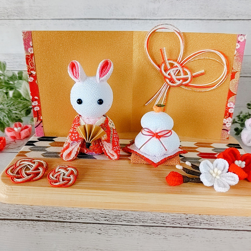 み*す様 ちりめん細工パーツ 正月 振袖うさぎ 購入 み*す様 ちりめん