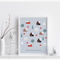 雪の街のポスター　/ i1036 / 北欧の可愛い動物たち　クリスマスの子供部屋にも 7枚目の画像