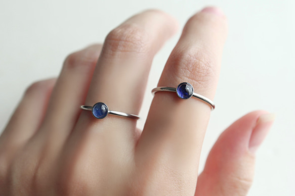 ブルーサファイアのペアリング＊ステンレス＊天然石＊指輪＊シルバー