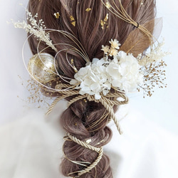 【All3500】選べる 金箔付 髪飾り 成人式 卒業式 結婚式 水引 ドライフラワー  RC1056 2枚目の画像