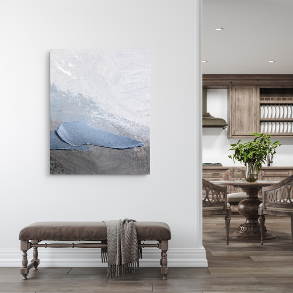 北欧アートパネル_ ブルーメタリック キャンバスインテリア アート