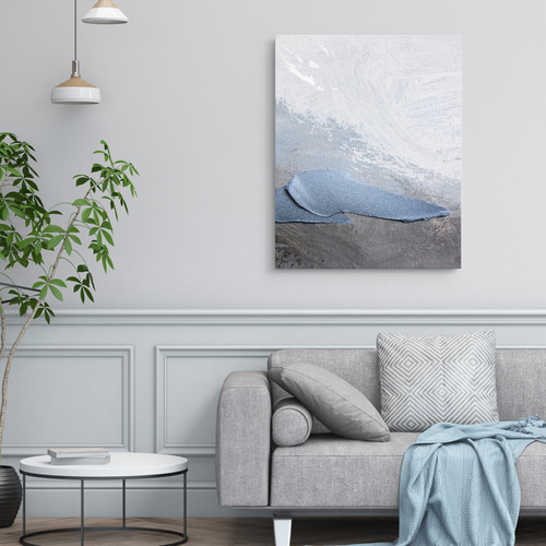 北欧アートパネル_ ブルーメタリック キャンバスインテリア アート