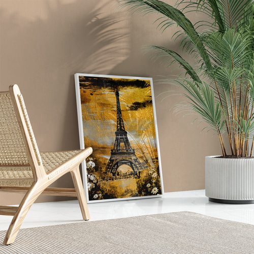 華やか パリ エッフェル塔 ゴールド 油絵風 インテリアポスター 海外