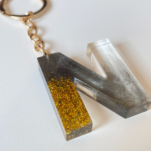 【SALE】 N』イニシャルチャーム・キーホルダー クリアー / GOLD / (黒 小物