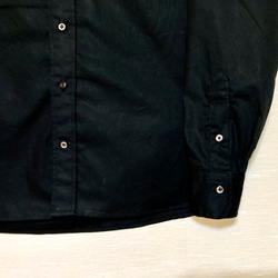 [Men's] ☆サイズ指定可☆黒シャツ×チェック柄襟   メンズシャツ　 4枚目の画像