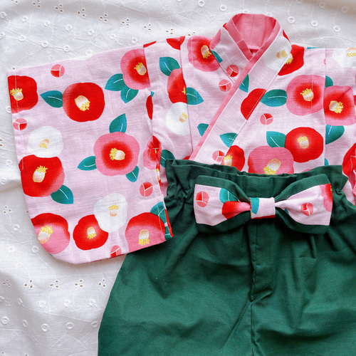 【即購入可】ハンドメイド ベビー袴 完成品 Sサイズ ougi white ベビー袴 ♡ | KOLABO baby コラボベビー