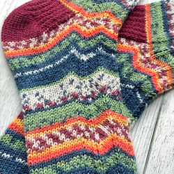 あったかい　オパール毛糸の手編み靴下・ギザギザ模様 3枚目の画像